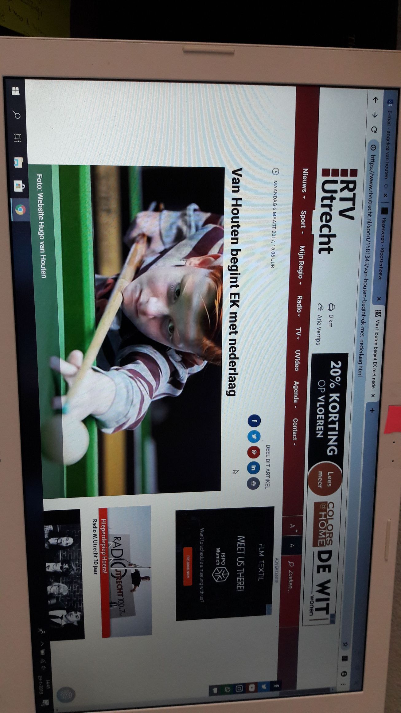 Man speelt biljart op een website, RTV Utrecht.