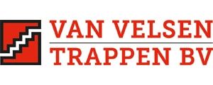 Logo met rood vierkant met daarin een wit trappenhuis-icoon en de tekst 