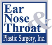 Logo for Ear Nose Throat Plastic Surgery, Inc. Blue and white text within a blue square, with a silver ampersand.