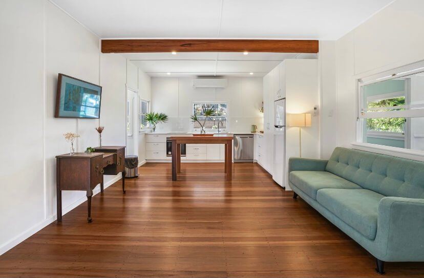 Timber Cork Flooring in Living Area — Dull Floors in Chinderah, NSW