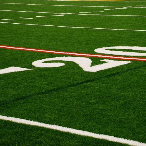 The 20 yard line on a football field.