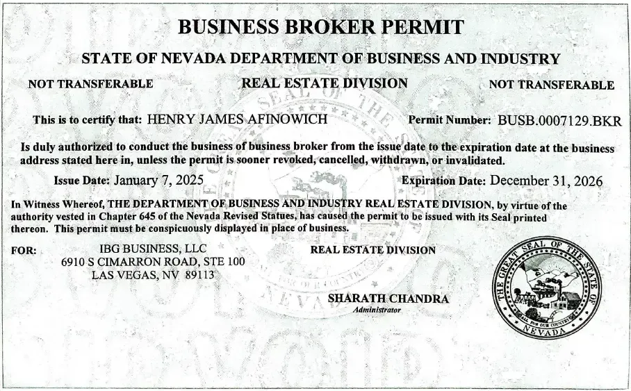 Nevada Business Broker Permit