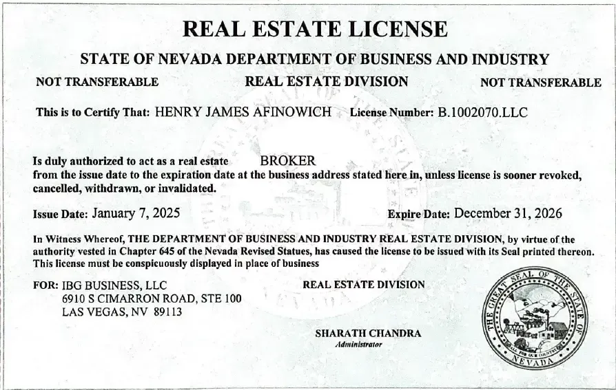 Nevada Real Estate Brokerage License