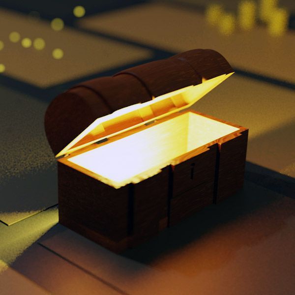 Open treasure chest with a gold glowing interior