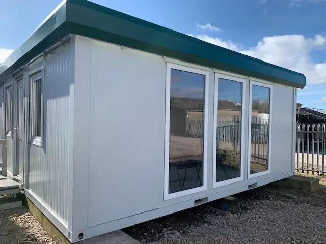 Grey relocatable building