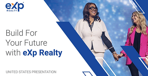 A poster for exp realty shows two women holding hands