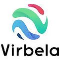 A logo for a company called virbela with a colorful swirl in the middle.