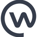 A letter w in a circle on a white background.