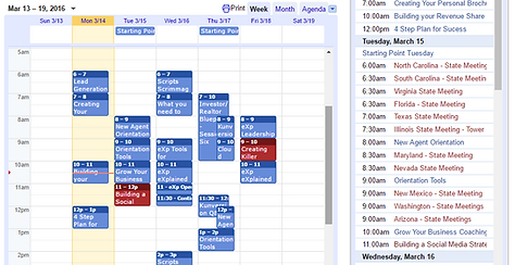 A screenshot of a calendar showing a meeting on march 15th