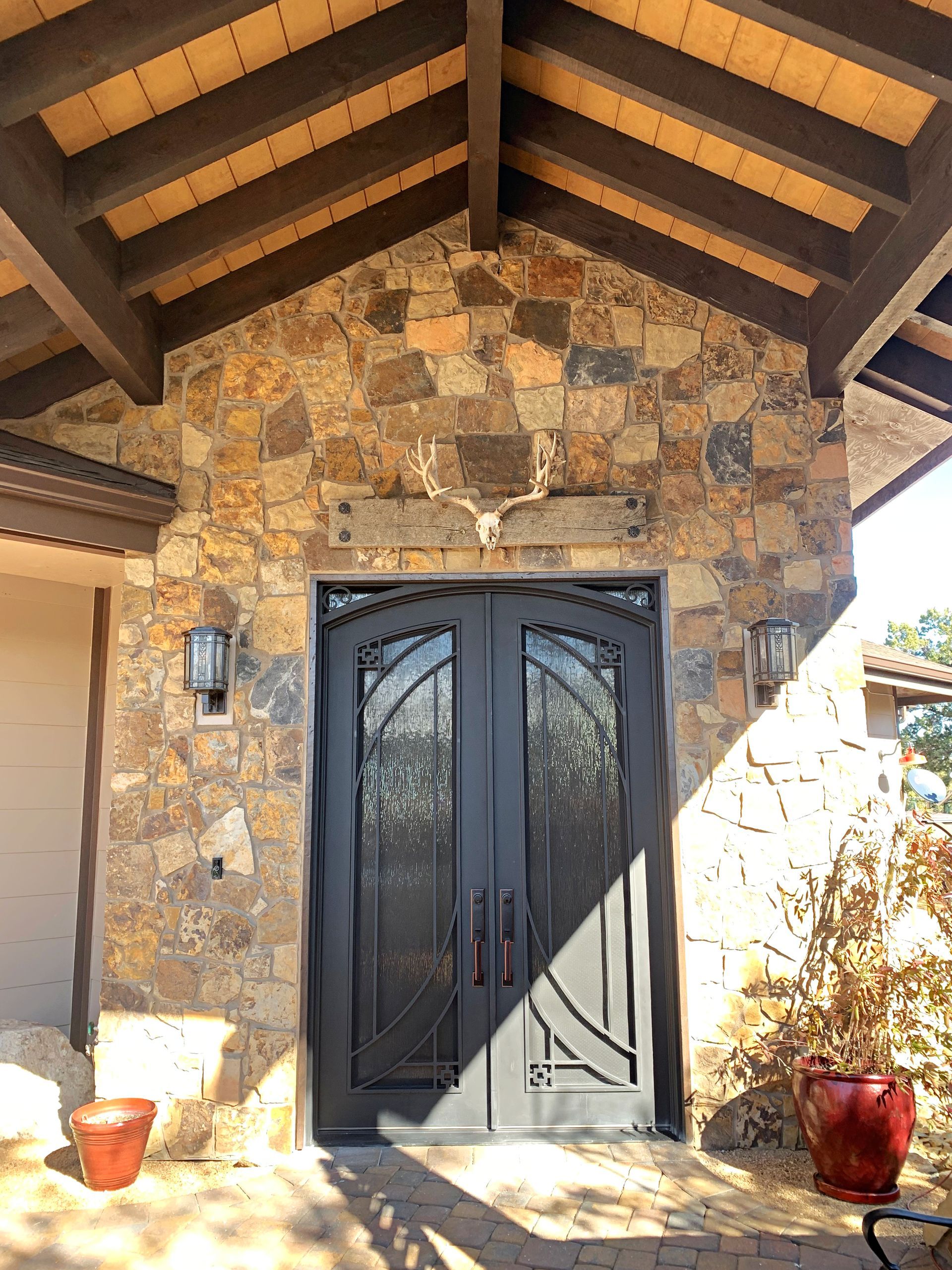 Close-up of the finished front door at the Perfect Place custom home in Prescott, AZ, showcasing elegant craftsmanship and modern design details.