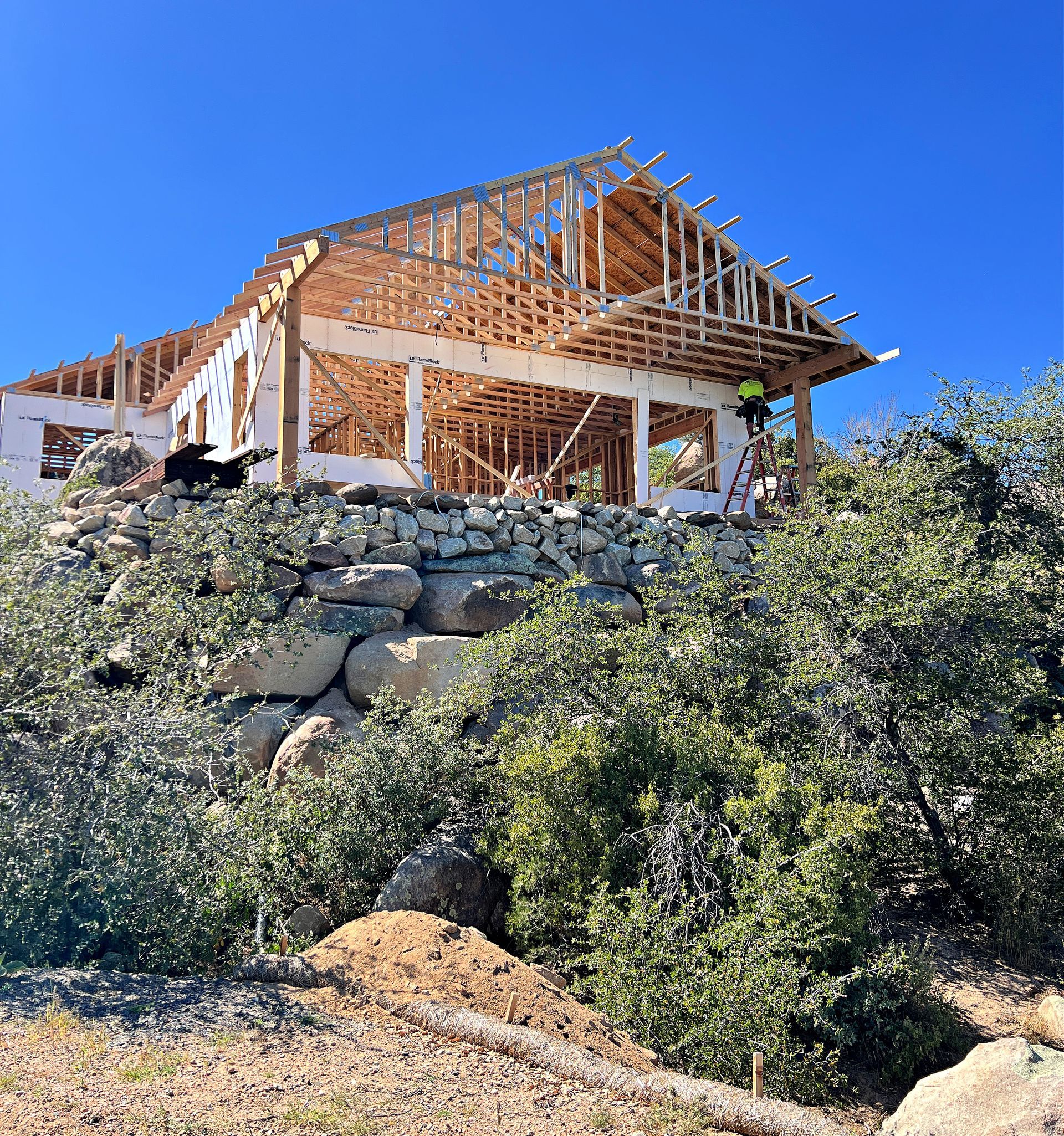 image of new build 2204 Skyline Dr – Floating deck, boulder-integrated, scenic