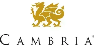 A logo for cambria with a dragon on it