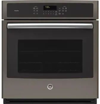 A stainless steel oven with a digital display that reads 100