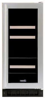 A stainless steel refrigerator freezer with a handle on a white background.