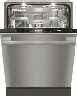 A stainless steel refrigerator freezer with a handle on a white background.