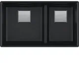A black tray with two squares on it on a white background.