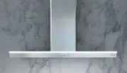 A stainless steel refrigerator freezer with a handle on a white background.