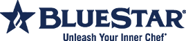 The bluestar logo has a star on it and says `` unleash your inner chef ''.