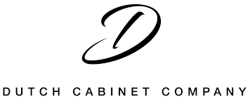 The dutch cabinet company logo is black and white and says dutch cabinet company.