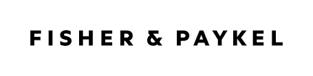 The logo for fisher & paykel is black and white on a white background.