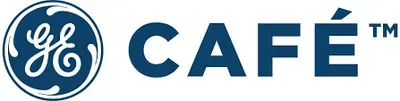 A blue and white logo for ge cafe tm