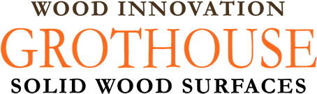 A logo for wood innovation grothouse solid wood surfaces