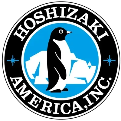 A logo for hoshizaki america inc. with a penguin