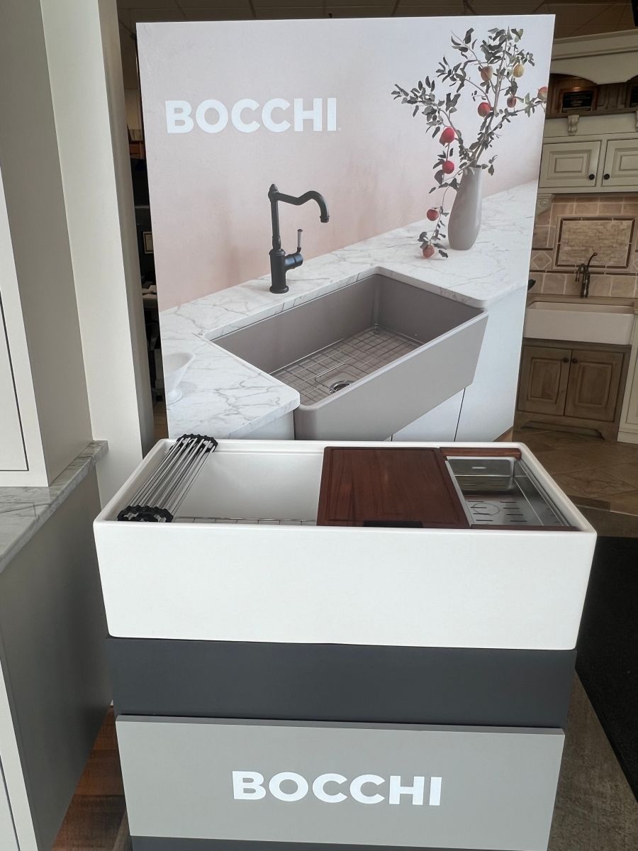 A bocchi sink is on display in a store
