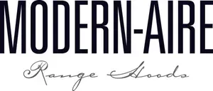 The logo for modern-aire range hoods is black and white.