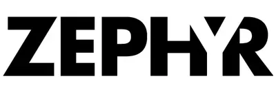The word zephyr is written in black letters on a white background.
