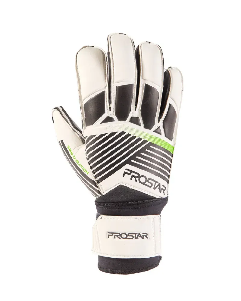Guante de portero Prostar blanco, negro y verde.