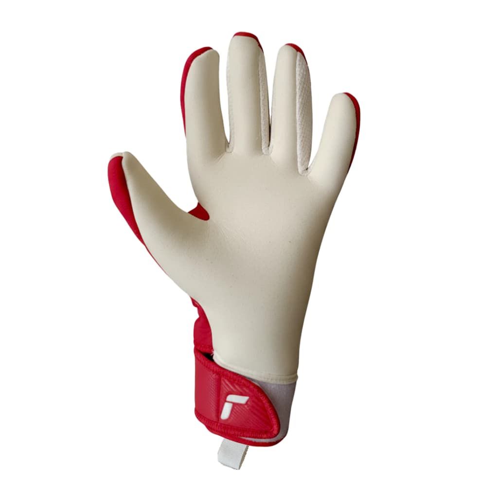 Guantes de portero de fútbol Reusch rojos y blancos.