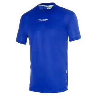 Camiseta deportiva de manga corta de color azul Reusch con el logotipo de la marca en el pecho.