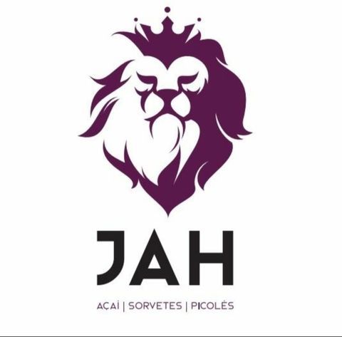 Um leão roxo com uma coroa na cabeça é o logotipo de jah