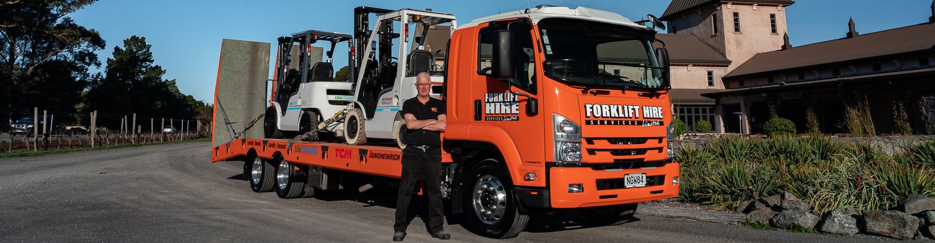 Transporter vehicle for Forklift Hire Services Ltd in Blenheim NZ