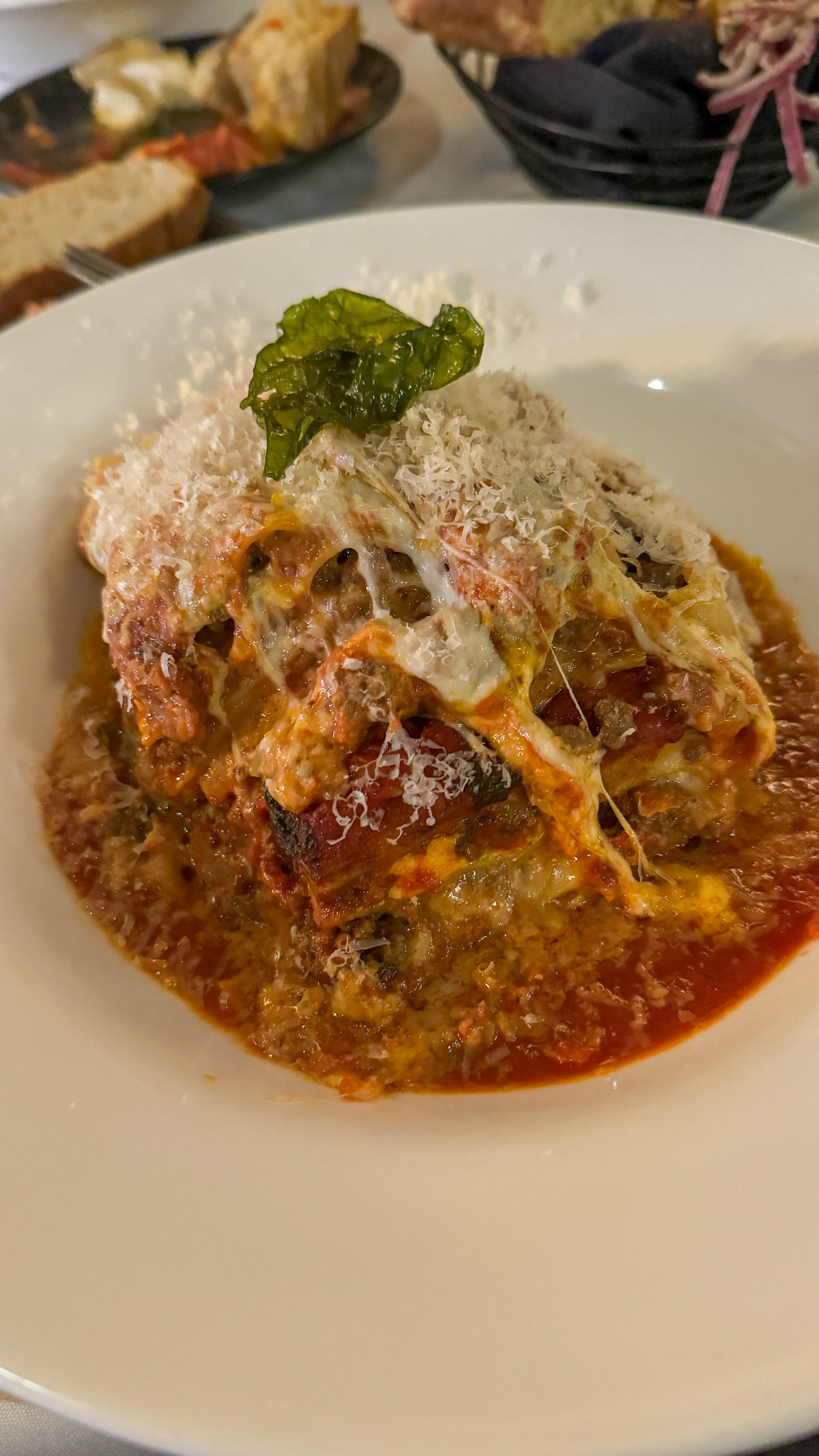 A close up of a plate of food on a table.