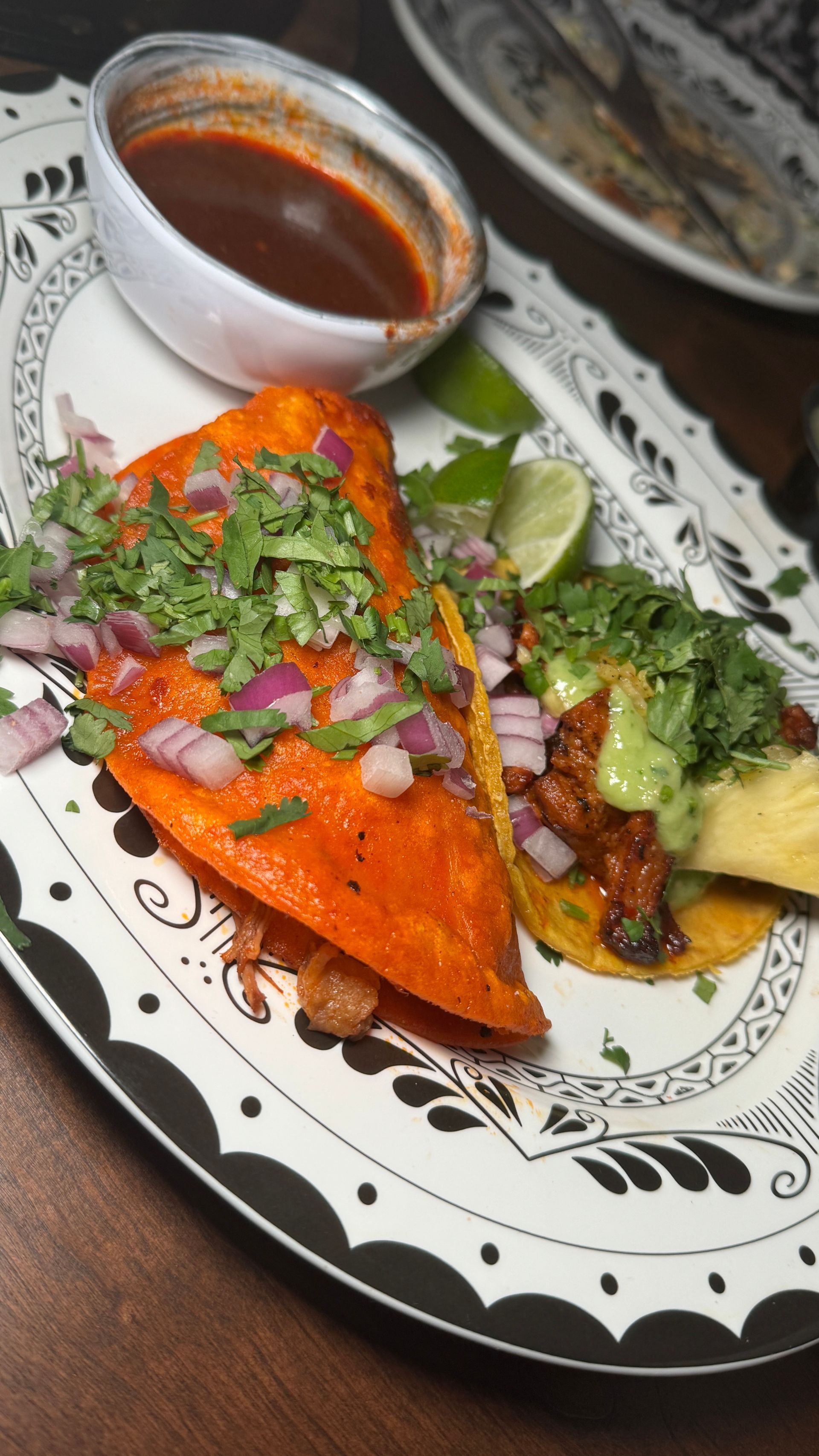 A close up of a plate of food on a table.