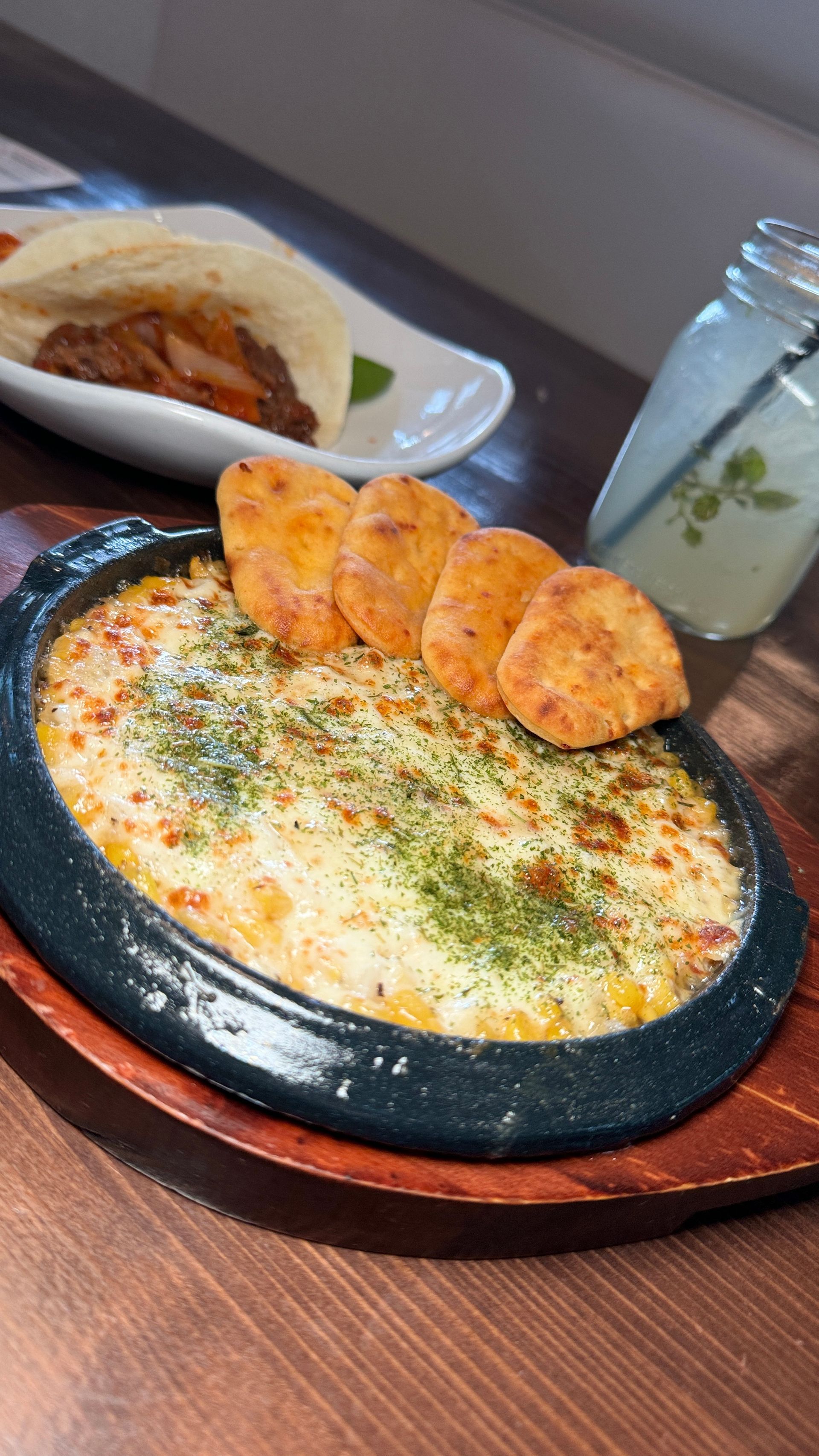 A close up of a plate of food on a table.
