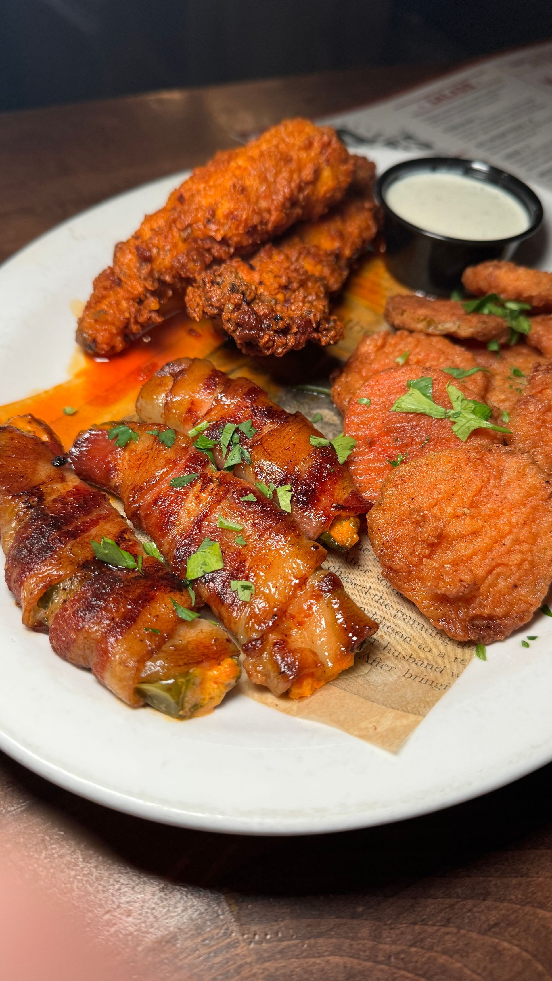 A close up of a plate of food on a table.