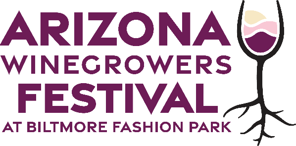 Arizona Winegrowers Festival logo with a wine glass illustration.