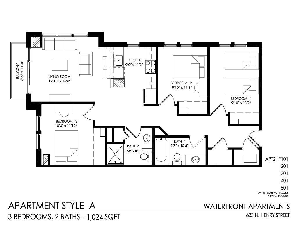 Waterfront | Apartment Style A