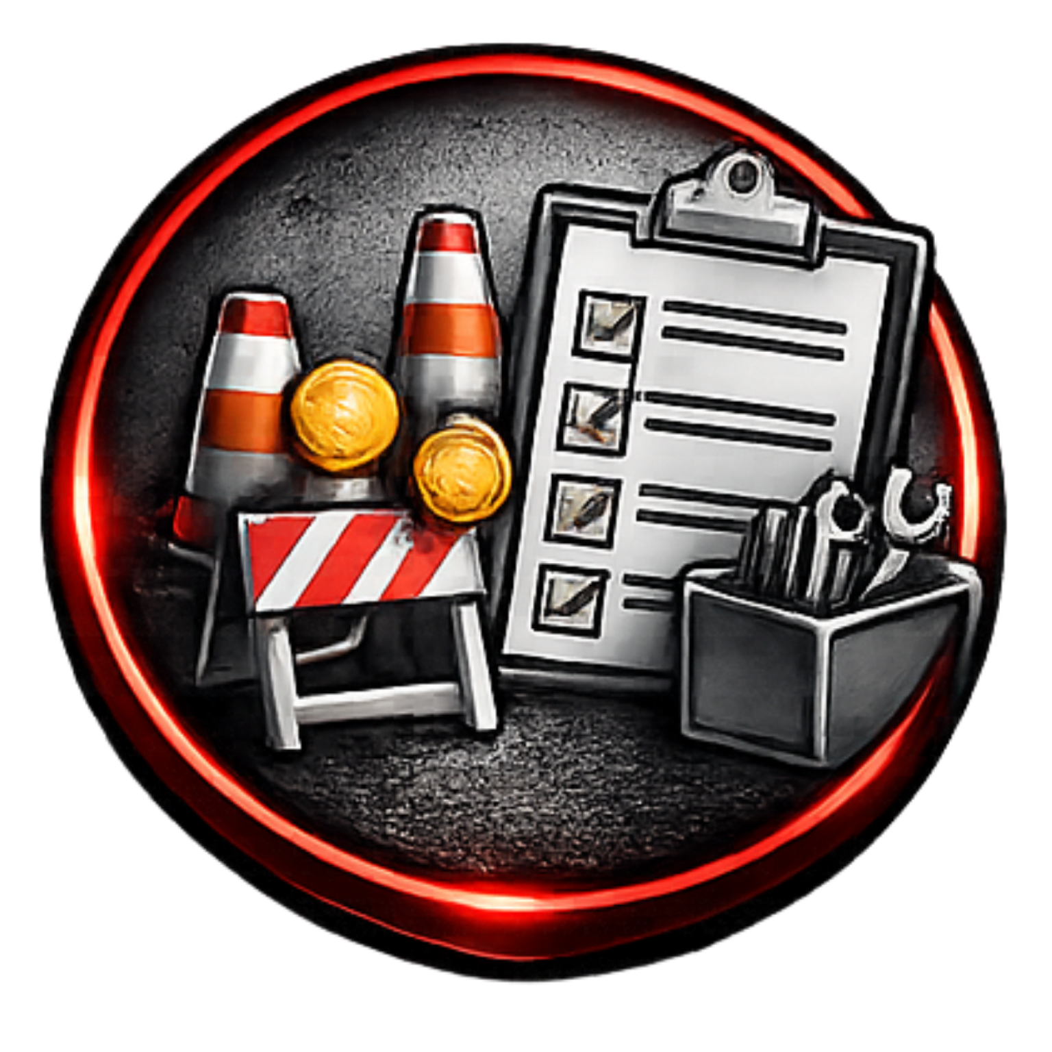 A yellow bulldozer near a house and buildings inside a red-rimmed circle.