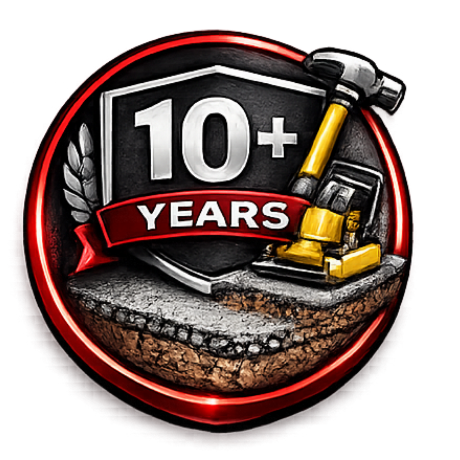 A badge featuring a shield with 