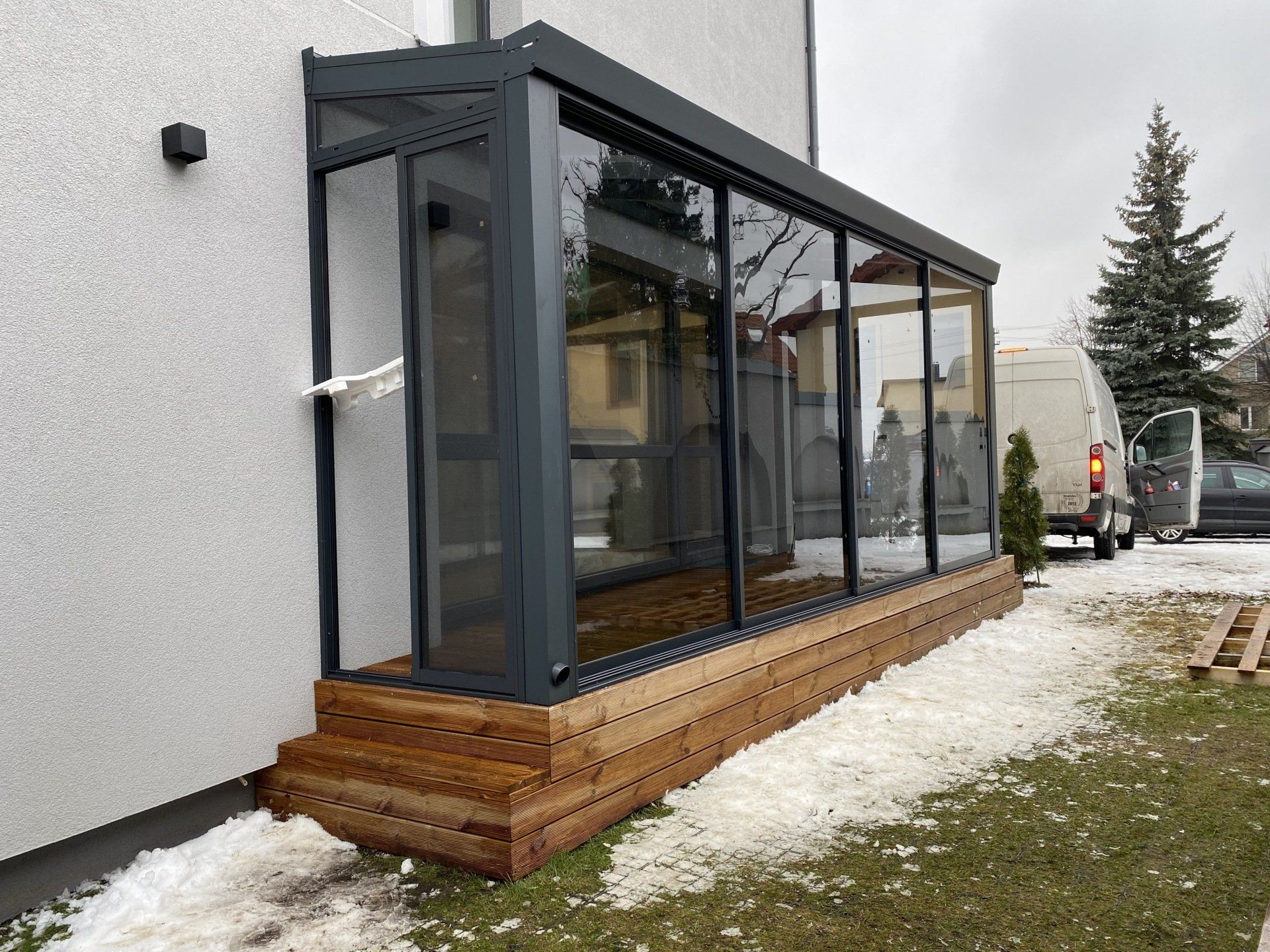 aliuminės terasos, stoginės