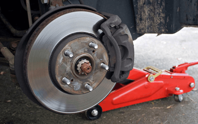 brakes of a car kept in a position for repair