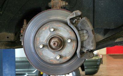 old brakes of a car to be replaced and repaired