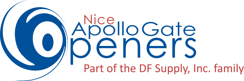 A logo for nice apollo gate openers part of the df supply inc. family