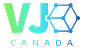 A blue and green logo for canada with a cube in the middle. VJO pharmaceutical research