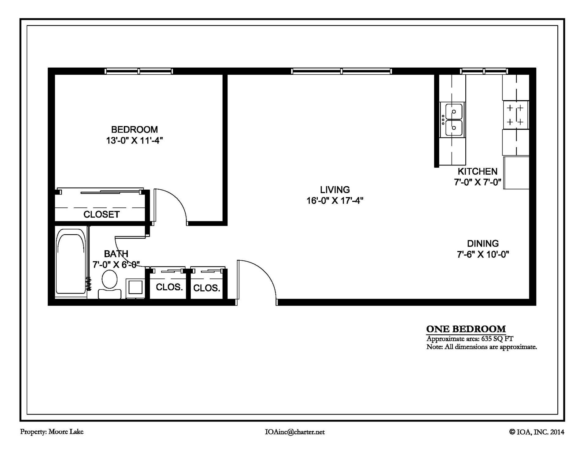 moore lake floorplan - 1 bed