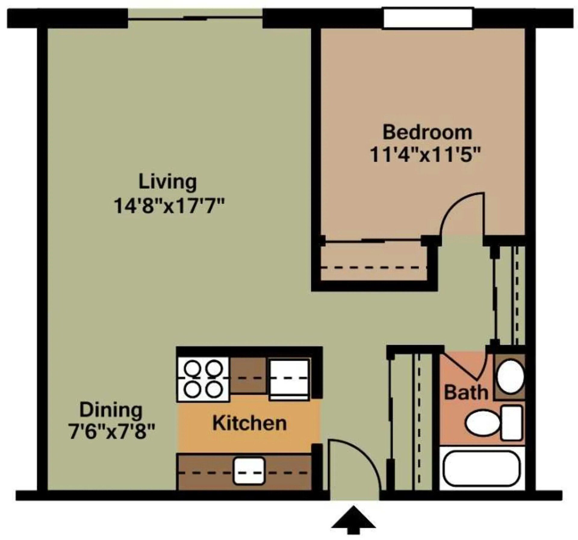 Garden oaks - 1 Bed 1 bath floorplan